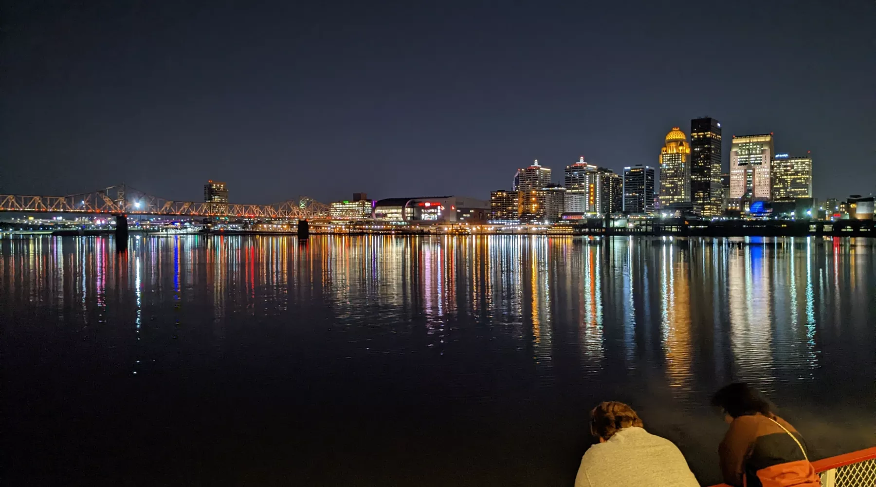 Nursing students overlook the Louisville skyline on the annual Belle of Louisville cruise.