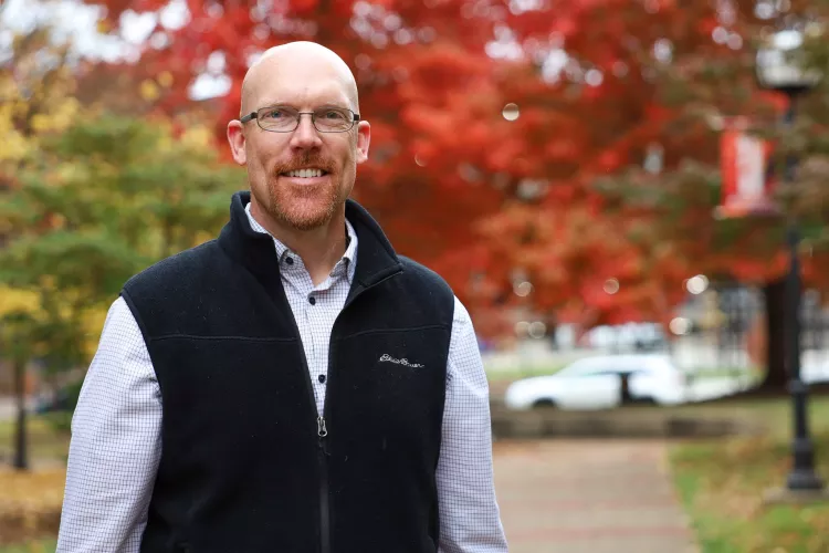 University of Louisville School of Nursing IT Director, Adam Gibson, on the HSC campus.