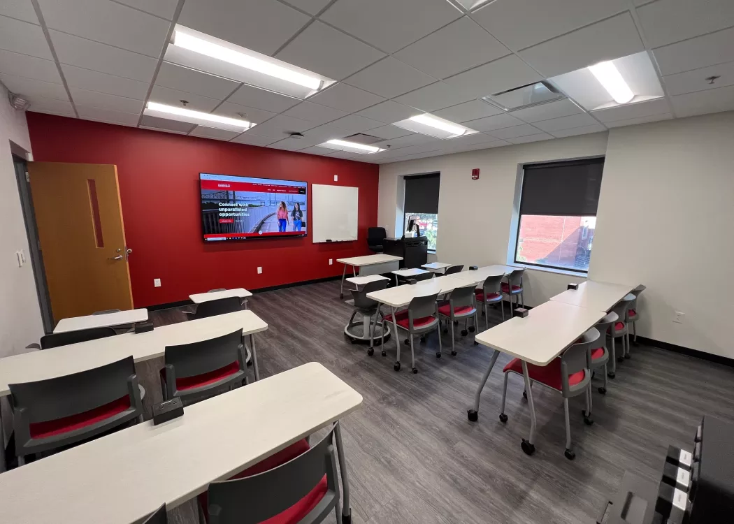 Photo of empty School of Nursing classroom.