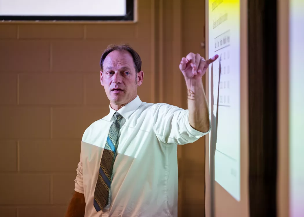 Professor lecturing in a nursing course