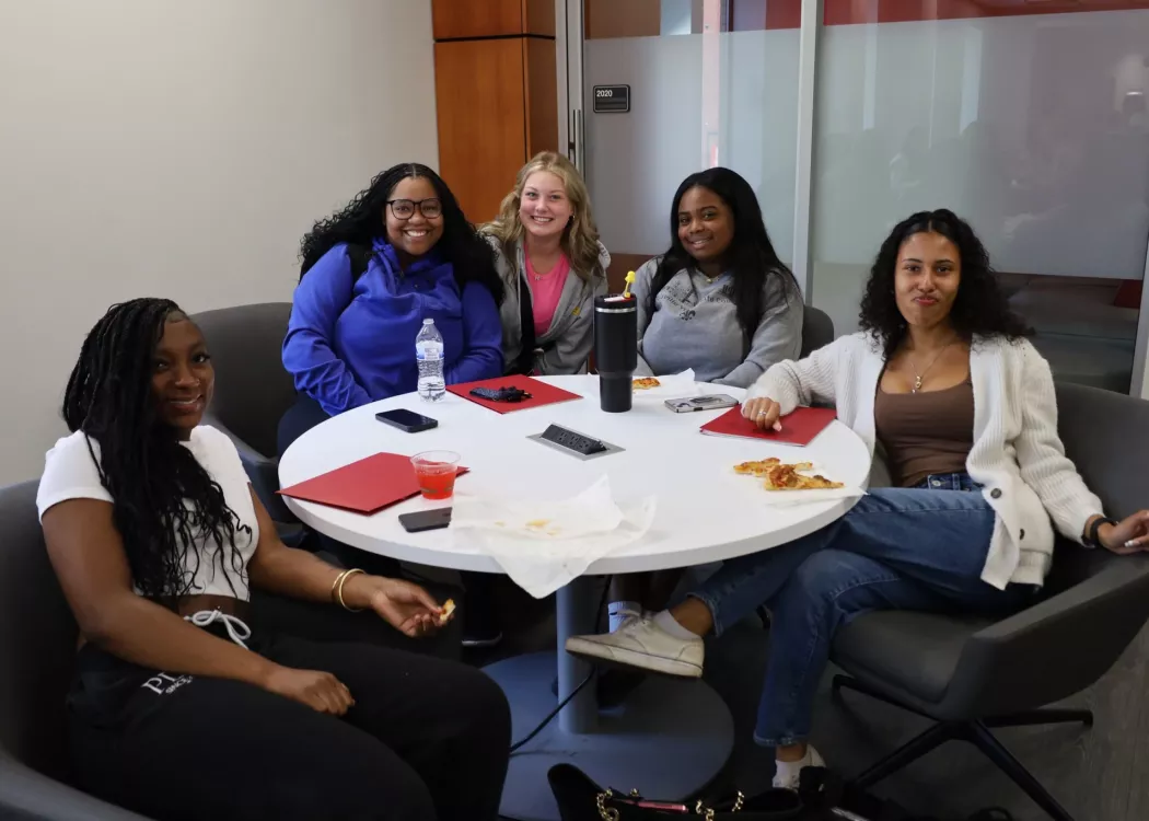 BSN students pose for a photo during a welcome lunch.