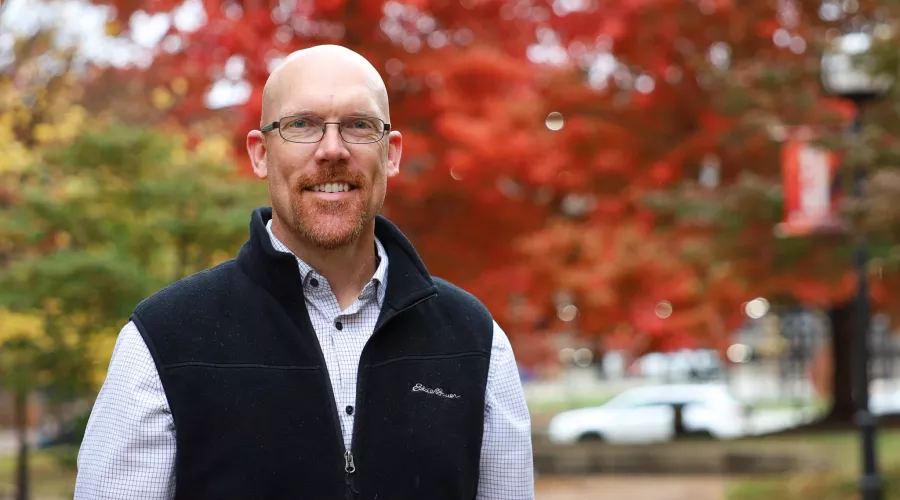 University of Louisville School of Nursing IT Director, Adam Gibson, on the HSC campus.